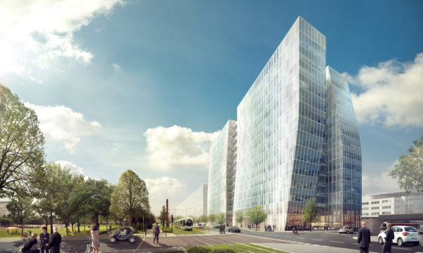 Perspective de l'immeuble Sky 56, au Sud de Lyon Part-Dieu. © Crédits AAFA / Chaix et Morel.