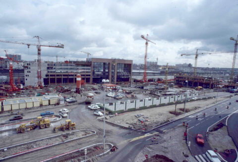Le chantier de la gare Lyon Part-Dieu en 1983. © Crédits Agence urbanisme aire métropolitaine lyonnaise.