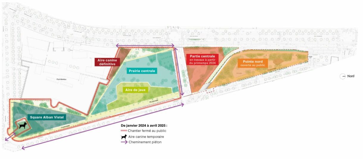 plan des zones d'aménagement du parc Mandela